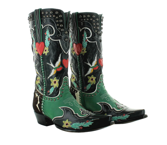 DDR Midnight Cowboy Boots by Old Gringo at 6Whiskey six whisky womens western wear cowhide embroidery