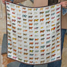 Big Pasture Scarf by Fringe Scarves at 6Whiskey, six whisky, cream, white, brown boarder, cattle, longhorn, horse, cow, buffalo, artwork, artsy, unique, painted, colorful, multicolor, pop of color, fun accessory, unique, western, women's accessory, bandana, front view