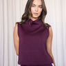 Burgundy Mock Neck Top by P.cil at 6Whiskey, six whisky, sleeveless, cropped, soft, comfy, casual, matching set, gameday, aggie, sec tailgate, loungewear, versatile, transition piece. Front view.