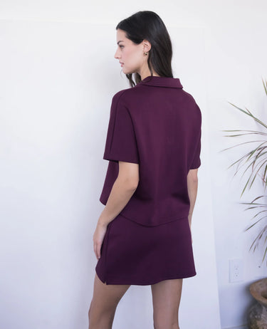 Half Zip Top - Burgundy