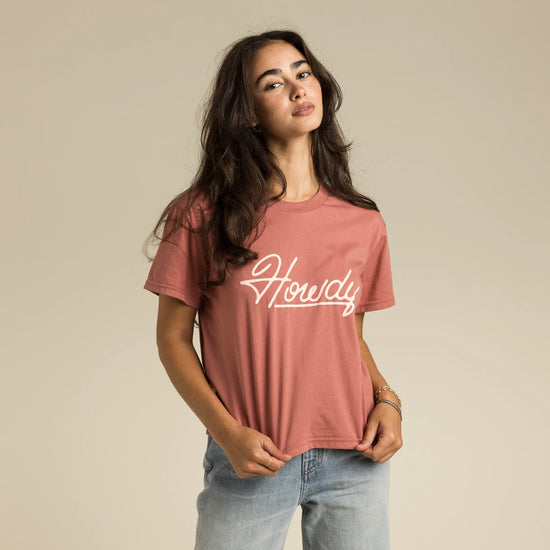Women's Howdy Cropped Graphic Tee at 6Whiskey six whisky sendero provisions ultra soft t-shirt