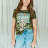 wagon wheel motel shirt at 6Whiskey six whisky by XOXO Art & Co hand drawn camo short sleeve vintage medium length tee t-shirt t shirt