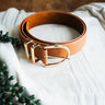 Lauren Brown Leather Belt at 6Whiskey six whisky gold hardware trendy simple classic style