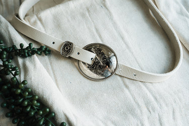White Bri Silver Western Belt at 6Whiskey six whisky modern country style leather sterling silver three 3 piece buckle set stamped and detailed