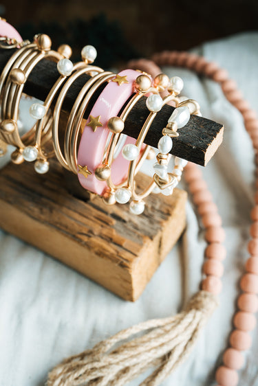Pearl Ball Beaded Bangle at 6Whiskey six whisky simple layering jewelry bracelet accessories jewelry stack pearls everyday classic style