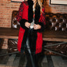 Milo Ouray Jacket at 6Whiskey six whisky Double D Ranch DDR C2764 red knee length coat fur racoon studded fringe leather long coat festive holiday winter womens outerwear
