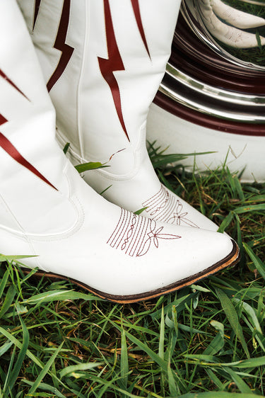 The Reveille Boots at 6Whiskey six whisky white maroon gameday college football stitching