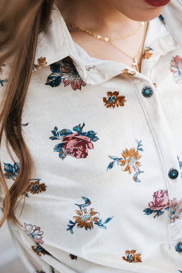 Velvet Bloom Button Up