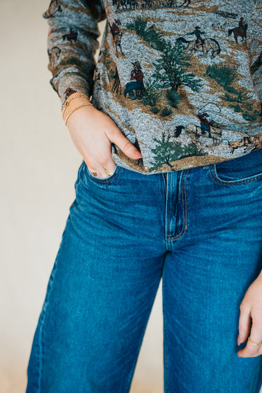 Cowboy Up Pullover at 6Whiskey six whisky tasha polizzi western gray sweatshirt casual everyday simple ranching