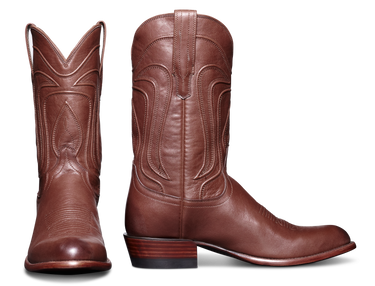 Men’s Tecovas Cartwright cowboy boots in hazelnut brown calfskin leather with western-stitched shaft and classic round toe at 6Whiskey six whisky bryan college station texas
