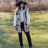 The Dutton Vest by Tasha Polizzi at 6Whiskey, six whisky, The Gabbi Vest, geometric patter, statement piece, bold, faux fur, stylish, unique, original, western couture, chic, layer piece, fall. Front view.
