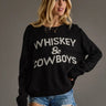 Black Whiskey Sweater at 6Whiskey, soft, casual, western, layer piece, winter, comfortable, knit, ribbed hemline and cuffs, long sleeve, classic, Front view.