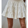 Tiered Corduroy Skirt at 6Whiskey, six whiskey, cotton blend, woven, flowy, elastic waist band, mini, aggie, aggie game day, game day, SEC, football, tailgate. Front view.