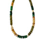 Desert Green Bead Necklace - Short at 6Whiskey, six whisky, green, teal, brown, cream, gold, layer piece, standalone, western, casual, eclectic, artisan, timeless, elegant, bold, front view.