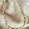 Gold and Pearl Necklace at 6Whiskey six whisky jewelry accessory gold plated oval shaped pearl beaded womens 16 inch length