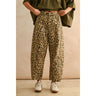 Leopard Barrel Jeans at 6Whiskey, six whisky, wide leg, high waisted, pockets, belt loop, flattering, feminine, trendy, modern, in-season, winter, fall, cool girl, edgy, wearable, fun pants, denim, animal print, brown, beige, front view. 