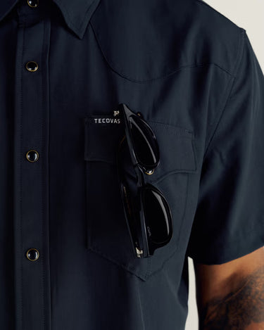 Short Sleeve Performance Pearl Snap - Black