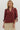 Homecoming Maroon Blouse at 6whiskey, six whisky, 3/4 short sleeves, bow tie cuffs, scallop trim, v-neck, front opening, breathable, lightweight, casual western, tailgates, aggie game day, SEC. Front view.