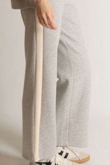 Side Stripe Wide Leg Pant - Grey