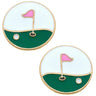 Stud hole in one earrings 6 whiskey six whisky gold green blue pink golf simple jewelry