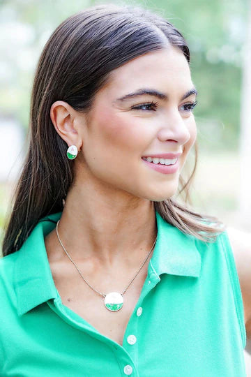 Stud hole in one earrings 6 whiskey six whisky gold green blue pink golf simple jewelry outdoors active