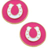 Hot pink stud horseshoe earrings 6 whiskey six whisky gold white heart jewelry girly