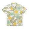 Yellow Rose Polo by Two Dove at 6Whiskey, six whisky, short sleeve, collared, stretchy, moves with you, golf, bbq hangout, lunch, vacation shirt, spring, summer, southern men, texas, floral print, personality, fun, breathable, lightweight, performance shirt, ventilation, soft, comfortable, front view