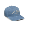 Tecovas Denim at by Tecovas at 6Whiskey, six whisky, embroidered, "Tecovas Western Wear" graphic, denim, 6 panel, adjustable back cap, baseball cap, casual accessory, casual western, everyday, versatile, men's accessory, women's accessory, hat, spring, summer, fall, go-to, refined, easy, front view