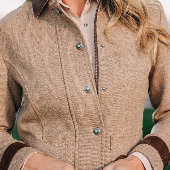Women's wool coat at 6Whiskey six whisky Fall MCO madison creek outfiters blazer tan brown western office wear