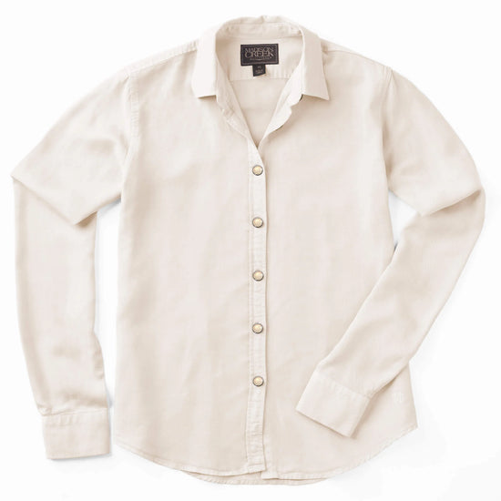 Women's Claire Solid Color Tencel Button Down at 6Whiskey six whisky madison creek outfitters MCO pearl snap in ivory