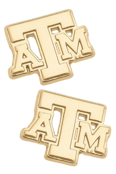 Texas A&M Aggies Aggie Stud Gold plated earrings 6Whiskey six whisky logo