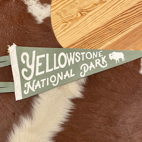Yellowstone National Park Handmade Felt Pennant at 6Whisky six whisky color green and white with buffalo