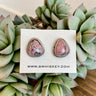 pink stone w/ black crackle stud with silver rope at 6Whiskey six whisky sterling silver earrings western valentines gift idea