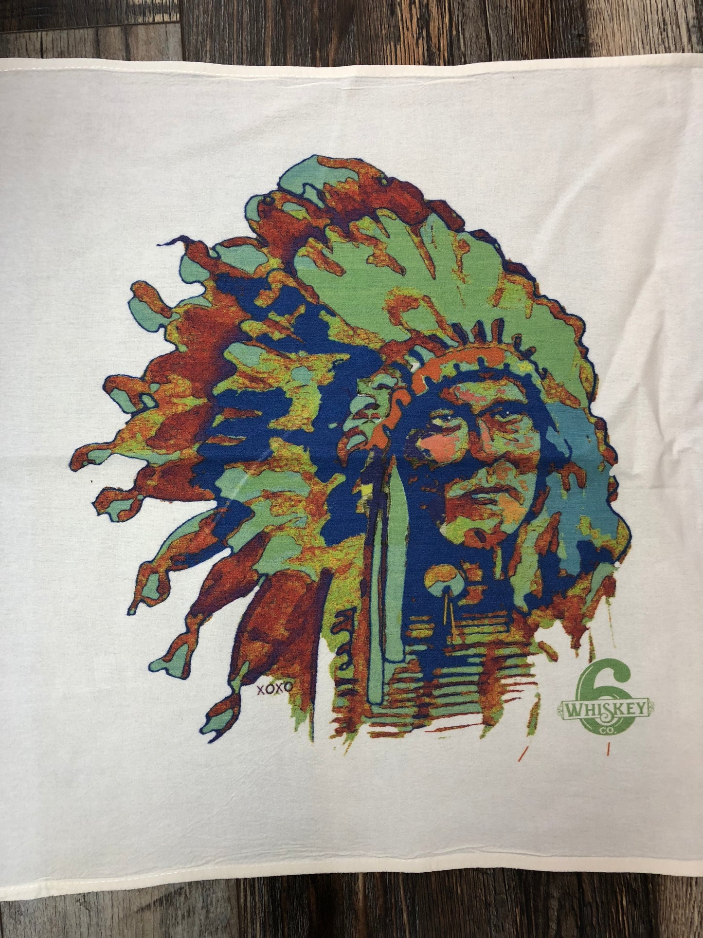 Load image into Gallery viewer, Tea Towel western indian chief 6 whiskey cowboy southwest cotton
