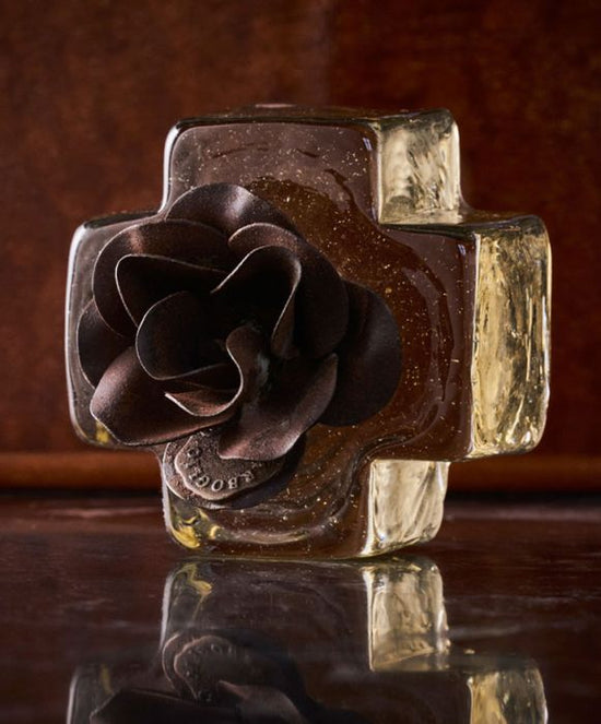 Load image into Gallery viewer, Jan Barboglio glass cross with iron metal rose Rosa blessing 6 whiskey six whisky gift wedding baby valentine
