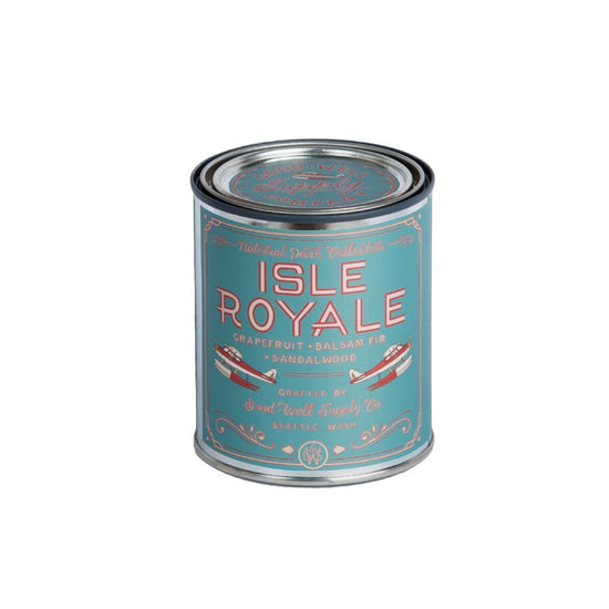 Isle Royale Candle 6 whiskey tin national park good and well supply all natural six whisky soy wood wick