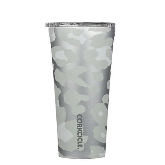 Load image into Gallery viewer, corkcicle 16oz cute colored tumbler at 6Whiskey six whisky grey snow leopard metallic cheetah 
