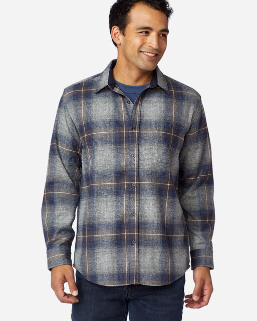 Load image into Gallery viewer, Pendleton Men’s Long Sleeve Lodge Wool Shirt in Blue/Grey Plaid 6Whiskey Fall 2020

