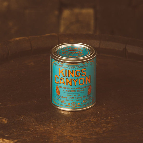 Kings Canyon candle National Park Collection 6 whiskey good well supply all natural six whisky wood wick soy tin 