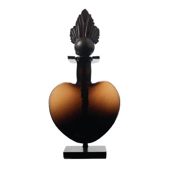 Jan Barboglio Corazon d' Camay Vessel at 6Whiskey six whisky hand blown glass brown heart with iron work limited edition signed