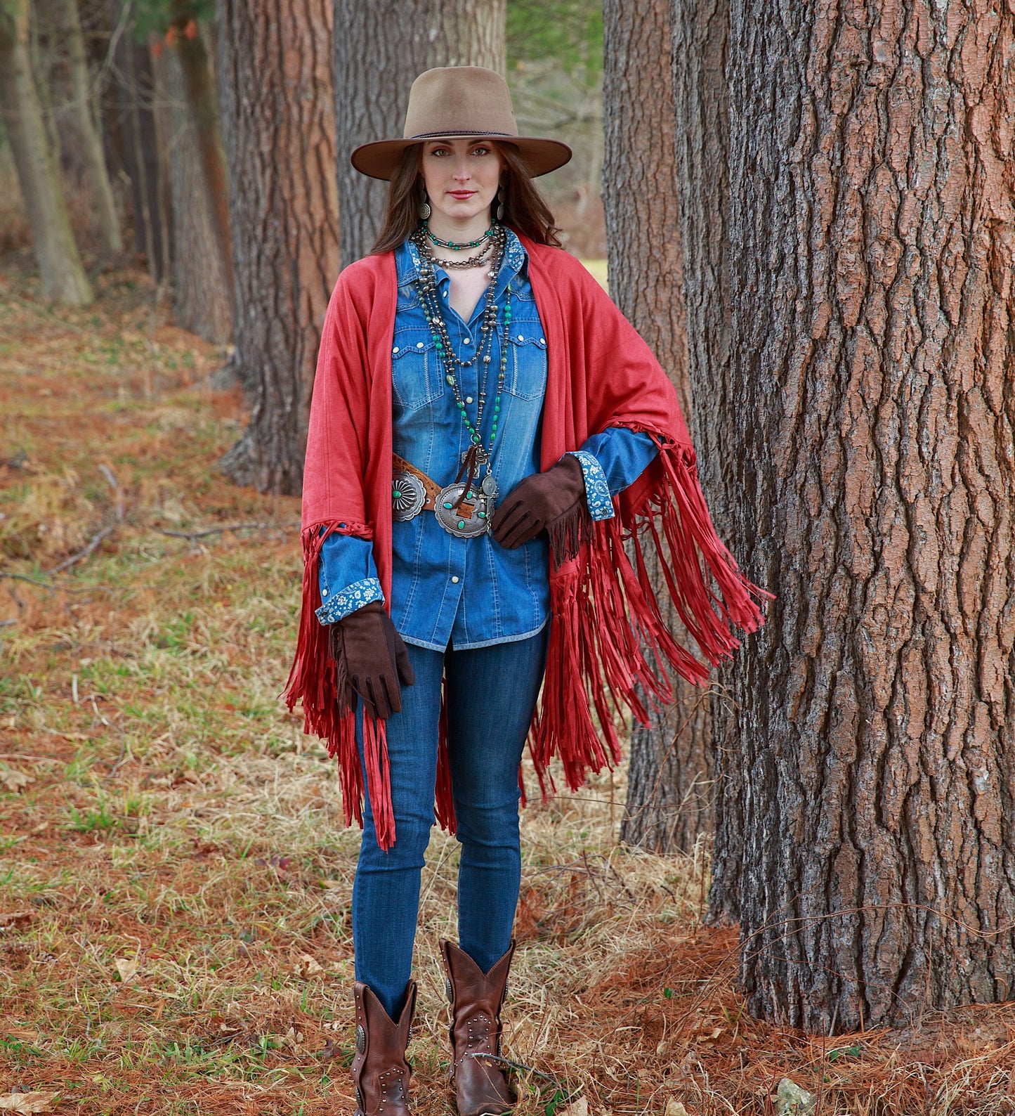 Load image into Gallery viewer, Tasha Polizzi Sierra Shawl in Paprika with fringe at 6Whiskey six whisky womens fall
