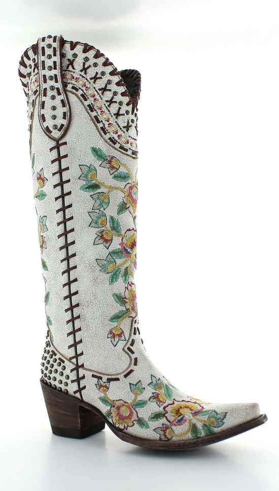 Load image into Gallery viewer, Double D Ranch Almost Famous Tall Cowboy Boot in White by Old Gringo at 6Whiskey
