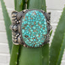 Large Kingman Turquoise cuff at 6Whiskey six whisky stamped sterling silver crackle stone
