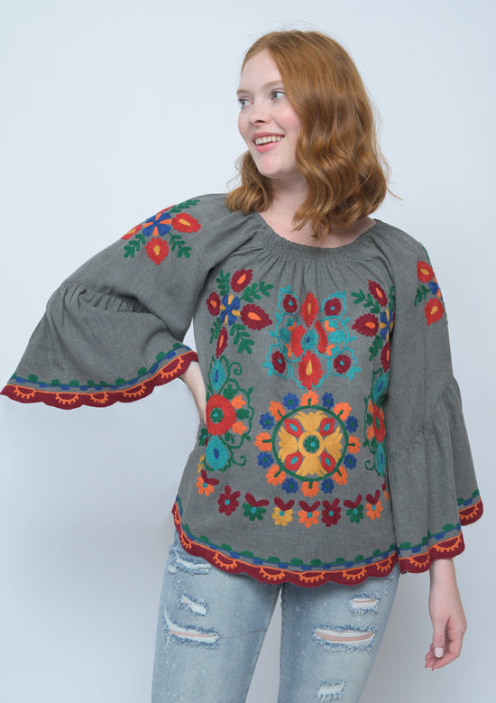 Ivy Jane Grey Kaleidoscope Embroidered Top 6Whiskey Fall 2020
