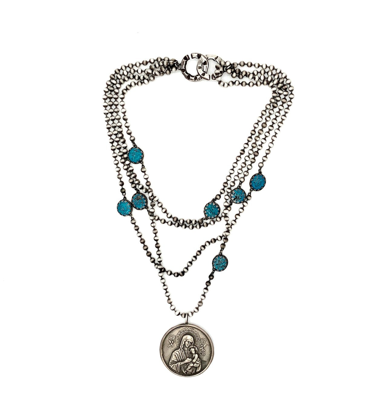 Love Tokens at 6Whiskey St. Mary Triple Chain and Turquoise Necklace 