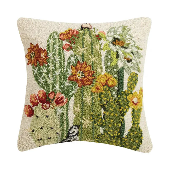 blooming cactus hook pillow at 6Whiskey six whisky spring home decor 16" x 16" 