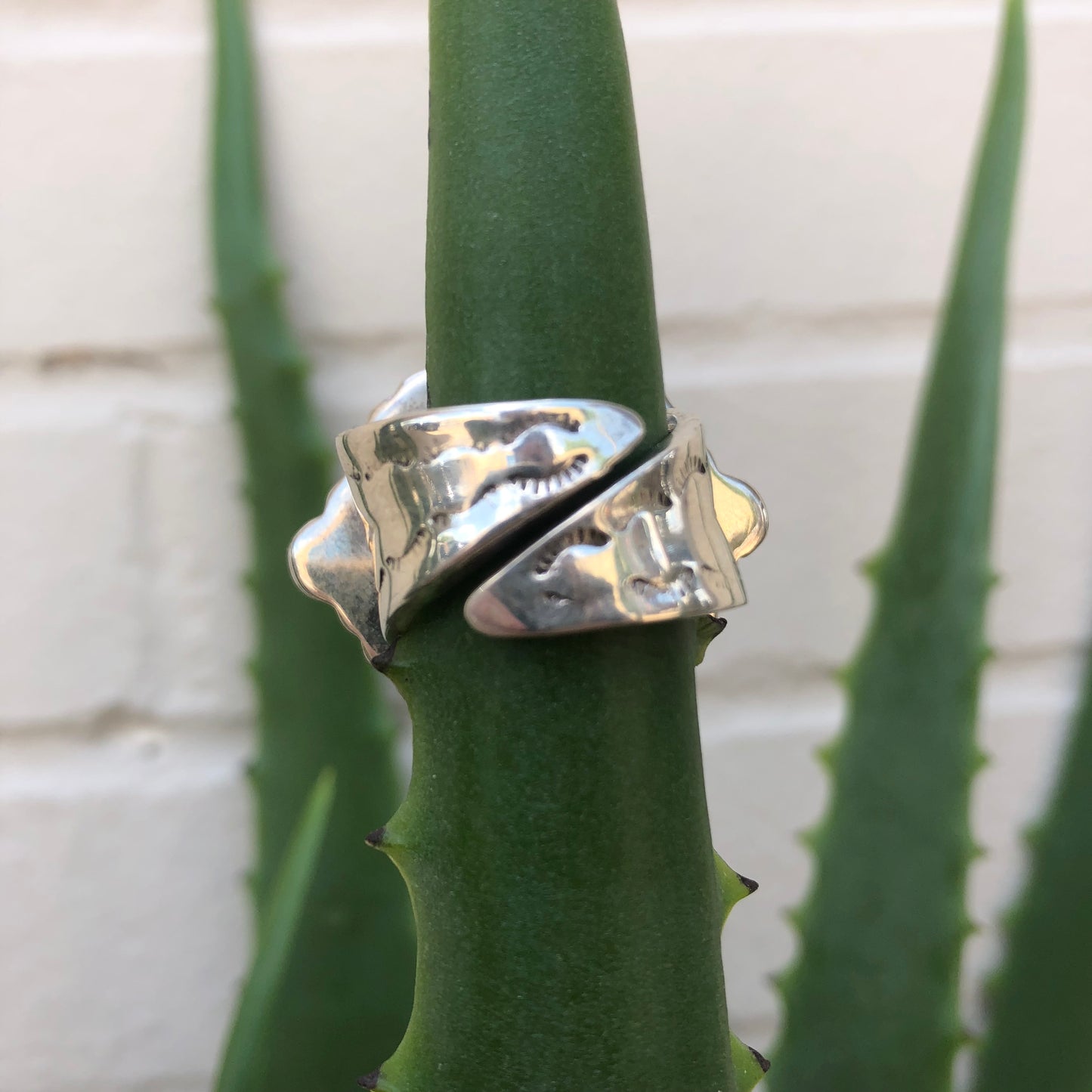 Load image into Gallery viewer, Adjustable western photo ring 6 whisky six whiskey sterling silver 
