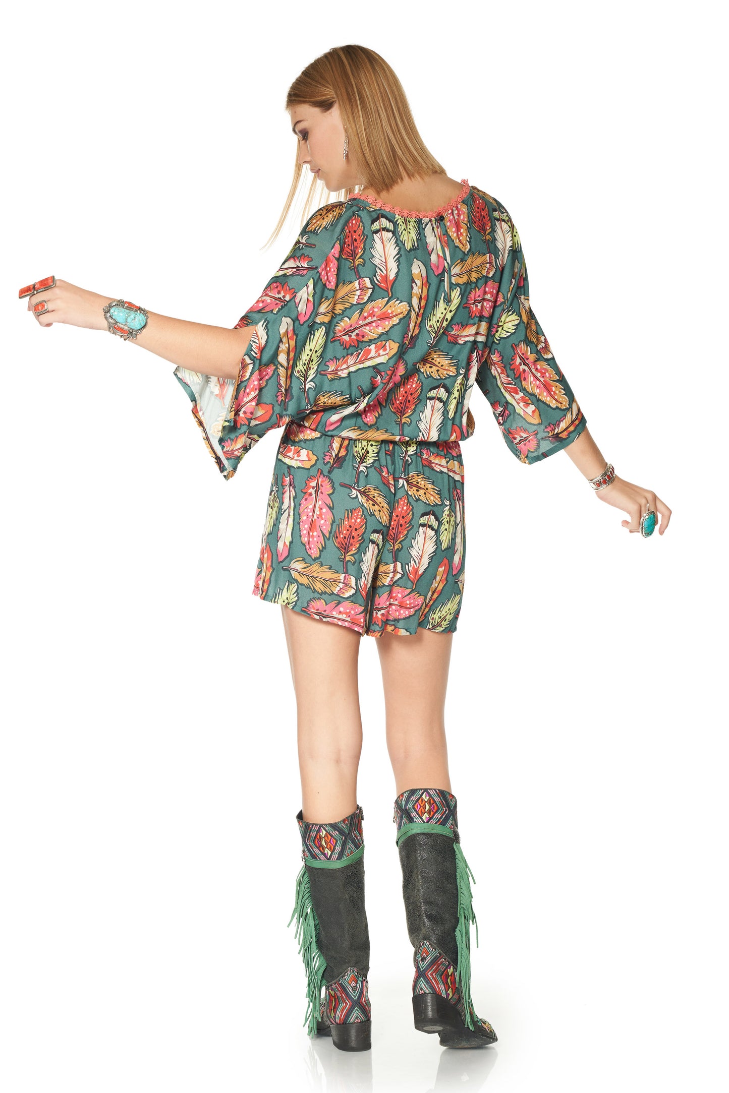 Load image into Gallery viewer, DDR Flight Feather Romper at 6Whiskey six whiskey in Cynthia spring collection P497
