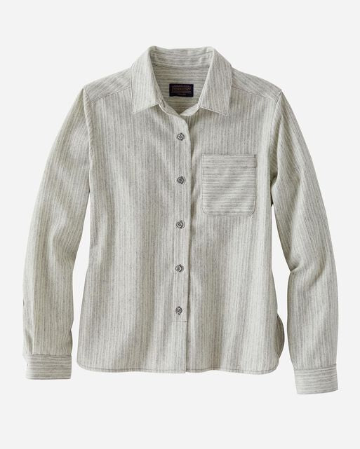 Pendleton Cropped Lodge shirt in grey/white stripe at 6Whiskey six whisky womens spring 