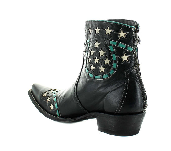 Load image into Gallery viewer, Double D Ranch Short Little Joe Boot in Black and Teal by Old Gringo at 6Whiskey
